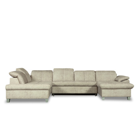 Coltar U Extensibil Sevilia Lux, Stanga, 6 Locuri, Tetiere Reglabile, Bej, 355 Cm-01