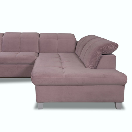 Coltar U Extensibil Sevilia Lux, Dreapta, 6 Locuri, Tetiere Reglabile, Roz, 355 Cm-01