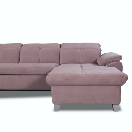 Coltar U Extensibil Sevilia Lux, Stanga, 6 Locuri, Tetiere Reglabile, Roz, 355 Cm-01