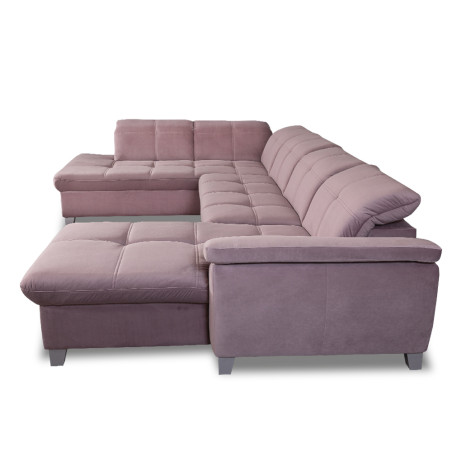Coltar U Extensibil Sevilia Lux, Stanga, 6 Locuri, Tetiere Reglabile, Roz, 355 Cm-01