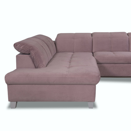 Coltar U Extensibil Sevilia Lux, Stanga, 6 Locuri, Tetiere Reglabile, Roz, 355 Cm-01