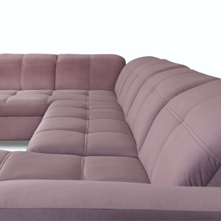 Coltar U Extensibil Sevilia Lux, Stanga, 6 Locuri, Tetiere Reglabile, Roz, 355 Cm-01