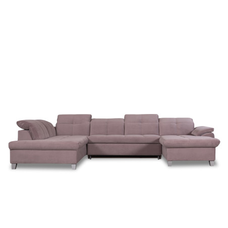 Coltar U Extensibil Sevilia Lux, Stanga, 6 Locuri, Tetiere Reglabile, Roz, 355 Cm-01