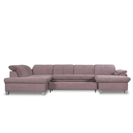 Coltar U Extensibil Sevilia Lux, Stanga, 6 Locuri, Tetiere Reglabile, Roz, 355 Cm-01