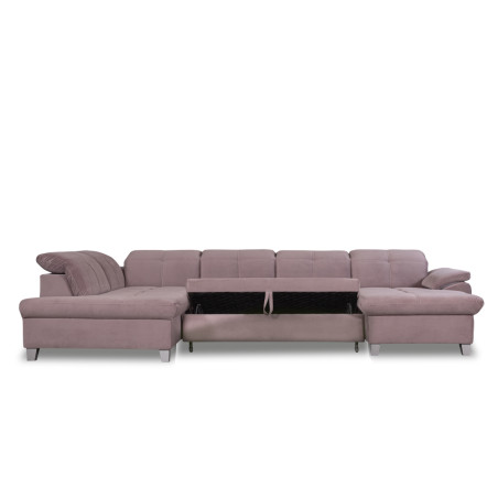 Coltar U Extensibil Sevilia Lux, Stanga, 6 Locuri, Tetiere Reglabile, Roz, 355 Cm-01