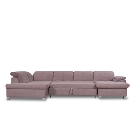 Coltar U Extensibil Sevilia Lux, Stanga, 6 Locuri, Tetiere Reglabile, Roz, 355 Cm-01