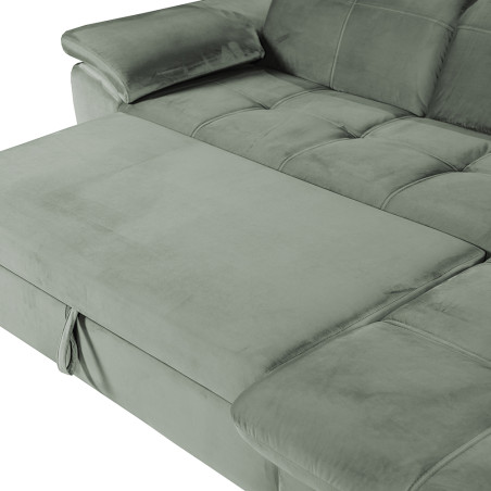 Coltar Extensibil Cu Insula Dreapta Sevilia Lux, 5 Locuri, Tetiere Reglabile, Verde Menta, 272 Cm-01