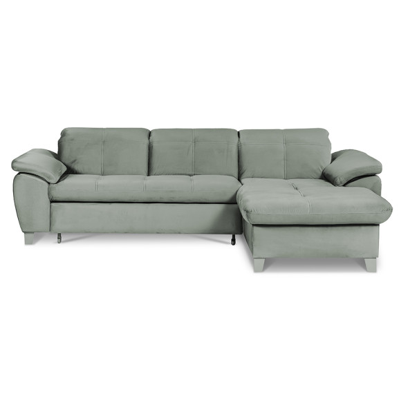 Poze Coltar Extensibil Cu Insula Dreapta Sevilia Lux, 5 Locuri, Tetiere Reglabile, Verde, 267 Cm