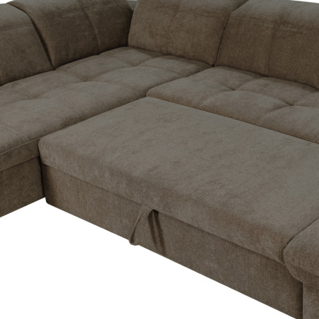 Coltar U Extensibil Sevilia Lux, Stanga, 6 Locuri, Tetiere Reglabile, Maro Mocca, 355 Cm-01