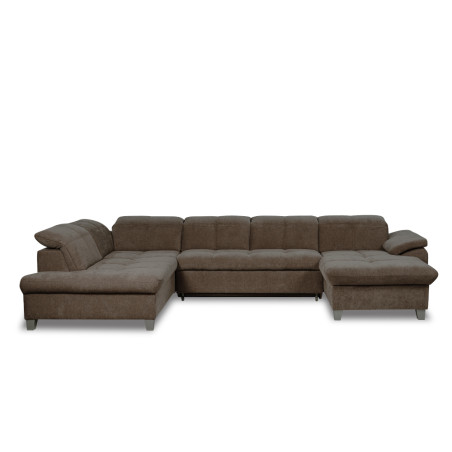 Coltar U Extensibil Sevilia Lux, Stanga, 6 Locuri, Tetiere Reglabile, Maro Mocca, 355 Cm-01