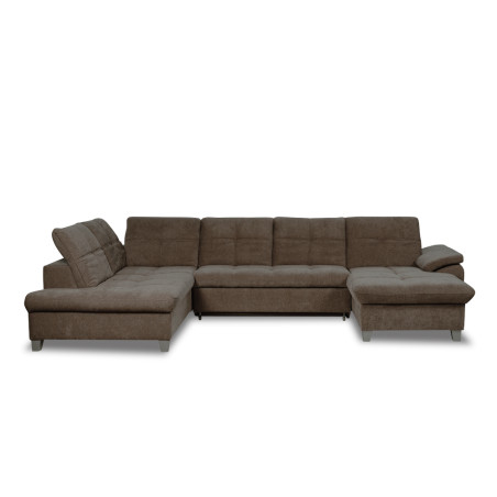 Coltar U Extensibil Sevilia Lux, Stanga, 6 Locuri, Tetiere Reglabile, Maro Mocca, 355 Cm-01