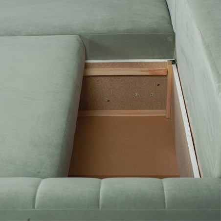 Coltar Extensibil Stanga Mark Living, Catifea Verde, 4 Locuri, Lada Depozitare, Extensie Doppelliege, 240 cm-01