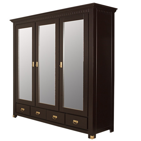 Set Dormitor Saint Tropez, Pat Cu Dimensiune Saltea 160 X 200, Dulap De 207.8 Cm, 2 Noptiere, Vopsit Negru-01