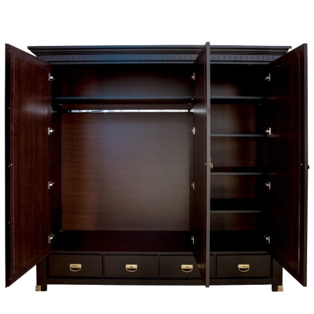 Set Dormitor Saint Tropez, Pat Cu Dimensiune Saltea 160 X 200, Dulap De 207.8 Cm, 2 Noptiere, Vopsit Negru-01