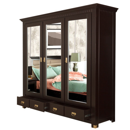 Set Dormitor Saint Tropez, Pat Cu Dimensiune Saltea 160 X 200, Dulap De 207.8 Cm, 2 Noptiere, Vopsit Negru-01