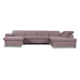 Coltar U Extensibil Sevilia Lux, Dreapta, 6 Locuri, Tetiere Reglabile, Roz, 355 Cm