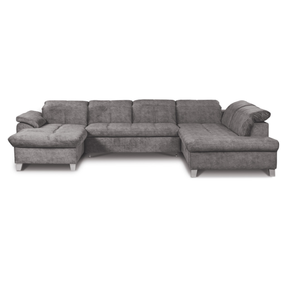 Coltar U Extensibil Sevilia Lux, Dreapta, 6 Locuri, Tetiere Reglabile, Gri Inchis, 355 Cm