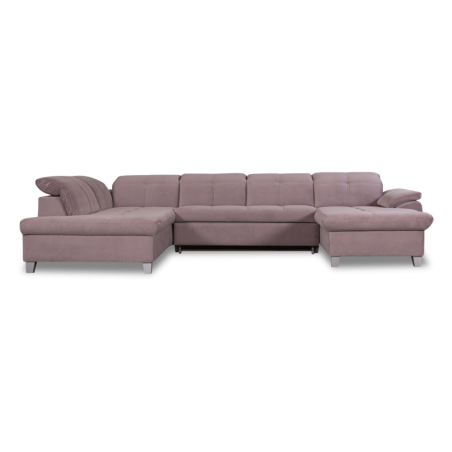 Coltar U Extensibil Sevilia Lux, Stanga, 6 Locuri, Tetiere Reglabile, Roz, 355 Cm-01