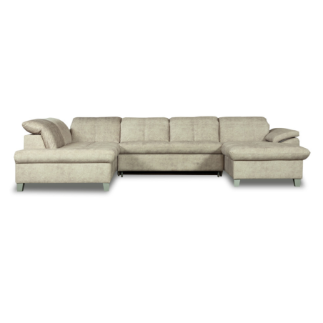 Coltar U Extensibil Sevilia Lux, Stanga, 6 Locuri, Tetiere Reglabile, Bej, 355 Cm-01