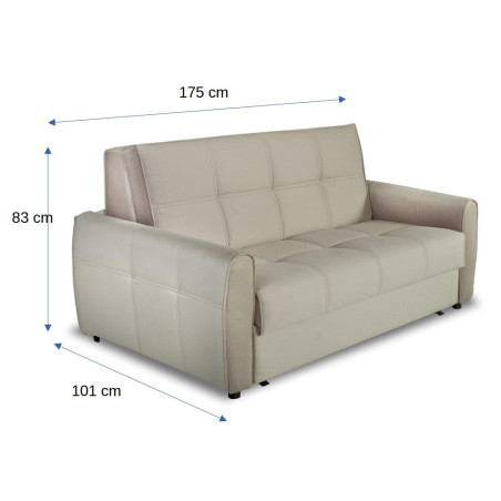 Canapea Extensibila Ascona, 2 Locuri, Lada Depozitare, Bej, 175 Cm-01