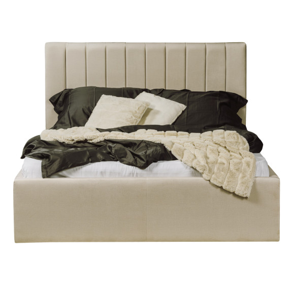Poze Pat Tapitat Cu Somiera Rabatabila Ravel, Crem, Dimensiune Saltea 180 x 200 Cm