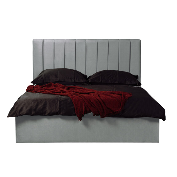 Poze Pat Tapitat Cu Somiera Rabatabila Ravel, Gri, Dimensiune Saltea 160 x 200 Cm