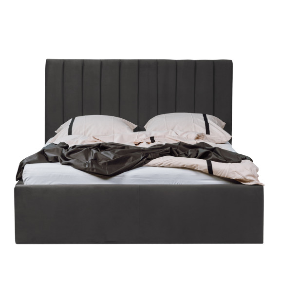 Poze Pat Tapitat Cu Somiera Rabatabila Ravel, Negru, Dimensiune Saltea 140 x 200 Cm