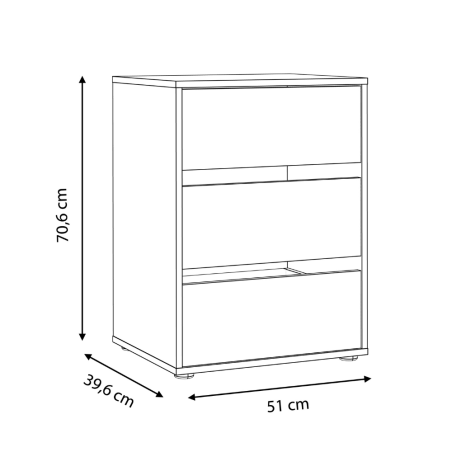 Comoda Interior Dulapuri Delicate Cu 3 Setare, Gri, 51 Cm-01