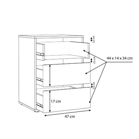 Comoda Interior Dulapuri Delicate Cu 3 Setare, Gri, 51 Cm-01