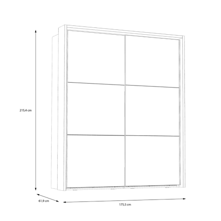 Dulap Cu Oglinda Si Rama Delicate, 2 Usi Glisante, 5 Polite, Stejar Justus si Gri Wolfram Uni, 175.5 Cm-01