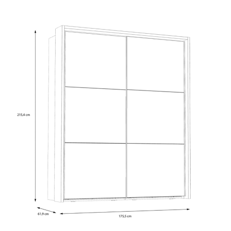 Dulap Cu Rama Delicate, 2 Usi Glisante, 5 Polite, Stejar Justus si Gri Wolfram Uni, 175.5 Cm-01