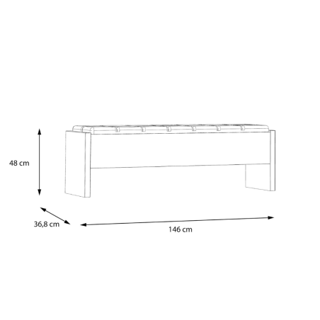 Bancheta Tapitata Cu Lada Depozitare Delicate, stejar Justus Si Gri Wolfram Uni, 146 Cm-01