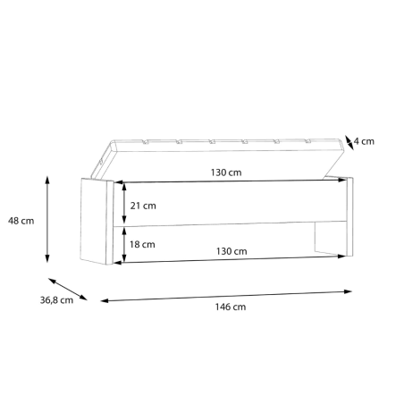 Bancheta Tapitata Cu Lada Depozitare Delicate, stejar Justus Si Gri Wolfram Uni, 146 Cm-01