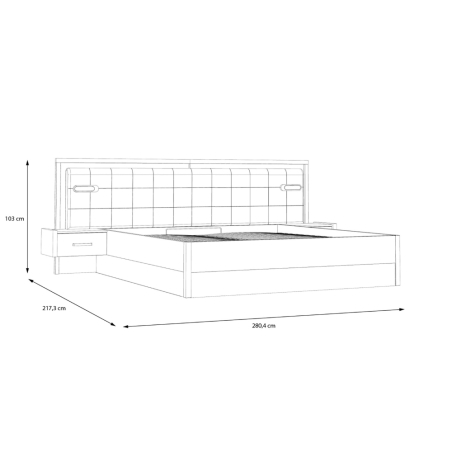 Pat Cu Noptiere Si Somiera Rabatabila Delicate, Stejar Justus Si Gri Wolfram Uni, Dimensiune Saltea 180 x 200 Cm-01