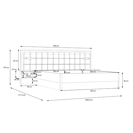 Pat Cu Noptiere Delicate, Stejar Justus Si Gri Wolfram Uni, Dimensiune Saltea 160 x 200 Cm-01