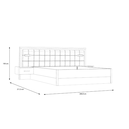 Pat Cu Noptiere Delicate, Stejar Justus Si Gri Wolfram Uni, Dimensiune Saltea 160 x 200 Cm-01