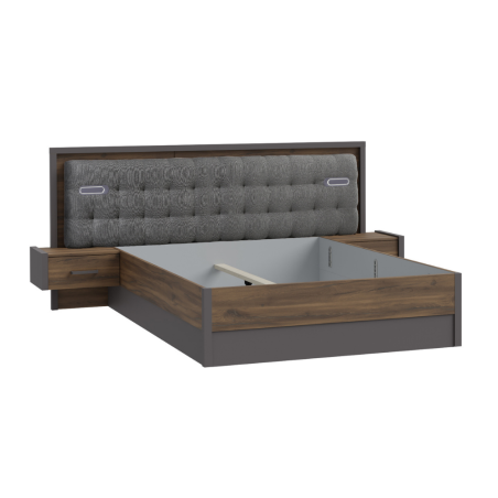 Pat Cu Noptiere Delicate, Dimensiune Saltea 140 x 190 CmStejar Justus Si Gri Wolfram Uni-01