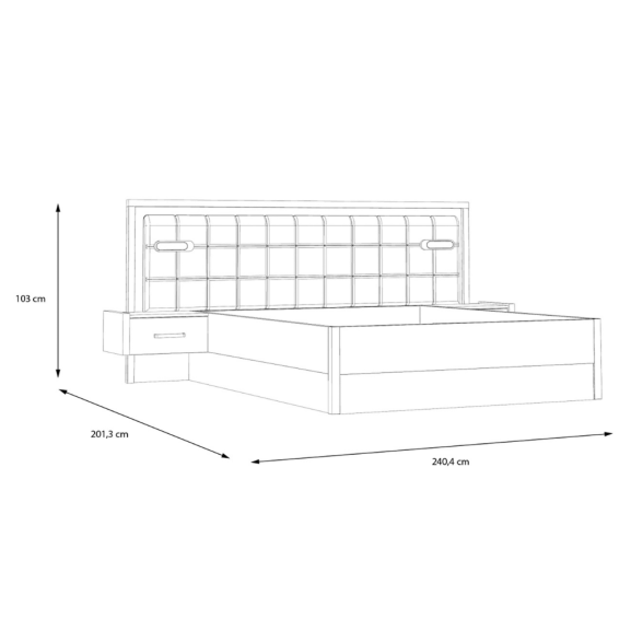 Pat Cu Noptiere Delicate, Dimensiune Saltea 140 x 190 CmStejar Justus Si Gri Wolfram Uni