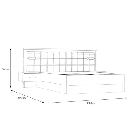 Pat Cu Noptiere Si Somiera Rabatabila Delicate, Stejar Justus Si Gri Wolfram Uni, Dimensiune Saltea 140 x 190 Cm-01