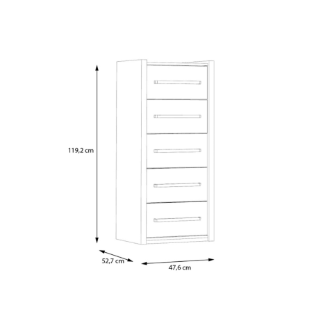 Comoda Cu 5 Sertare Delicate, Stejar Justus Si Gri Wolfram Uni, 47.6 Cm-01