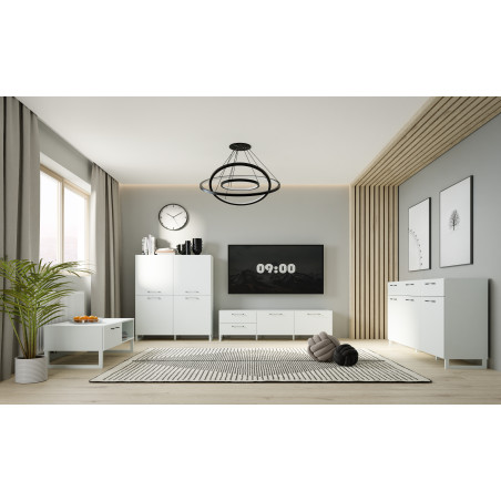 Comoda TV 2 Usi Si 2 Saltele Sibille, Gri Deschis, 164.6 Cm-01