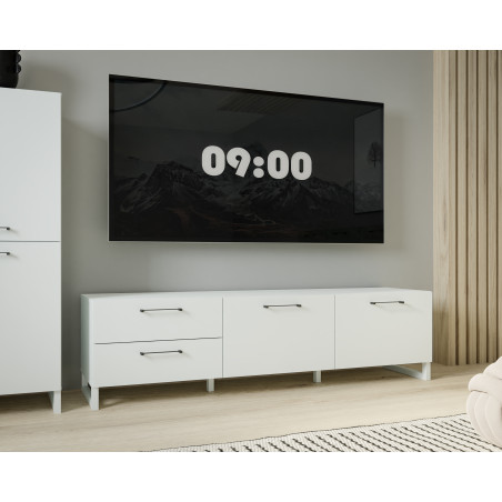 Comoda TV 2 Usi Si 2 Saltele Sibille, Gri Deschis, 164.6 Cm-01