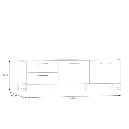 Comoda TV 2 Usi Si 2 Saltele Sibille, Gri Deschis, 164.6 Cm-01