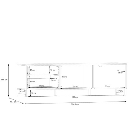 Comoda TV 2 Usi Si 2 Saltele Sibille, Gri Deschis, 164.6 Cm-01