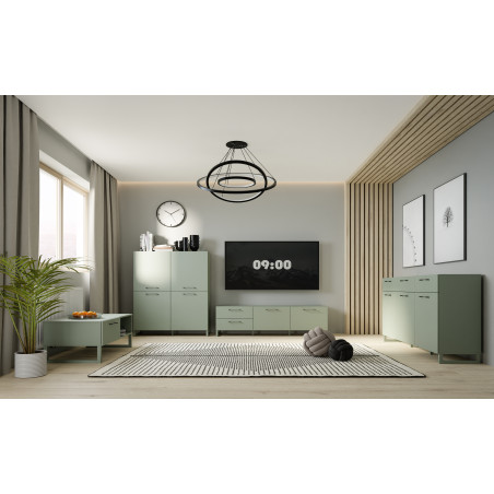 Comoda TV 2 Usi Si 2 Sertare Sibille, Verde Menta, 164.6 Cm-01