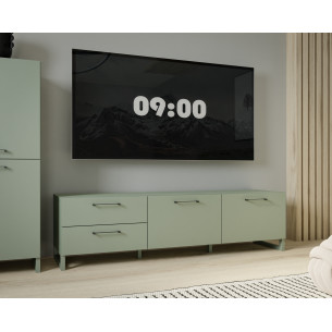 Comoda TV 2 Usi Si 2 Sertare Sibille, Verde Menta, 164.6 Cm