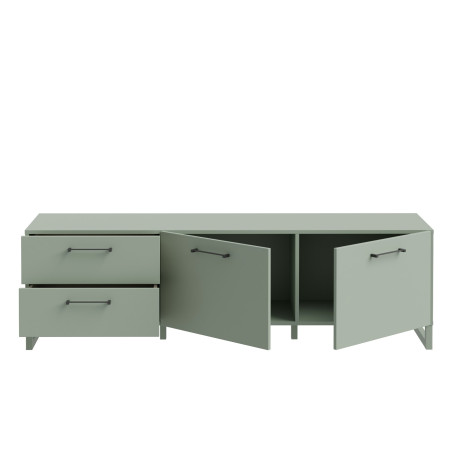 Comoda TV 2 Usi Si 2 Sertare Sibille, Verde Menta, 164.6 Cm-01