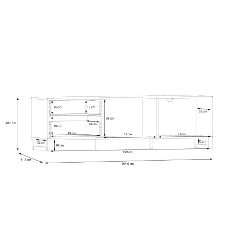 Comoda TV 2 Usi Si 2 Sertare Sibille, Verde Menta, 164.6 Cm-01