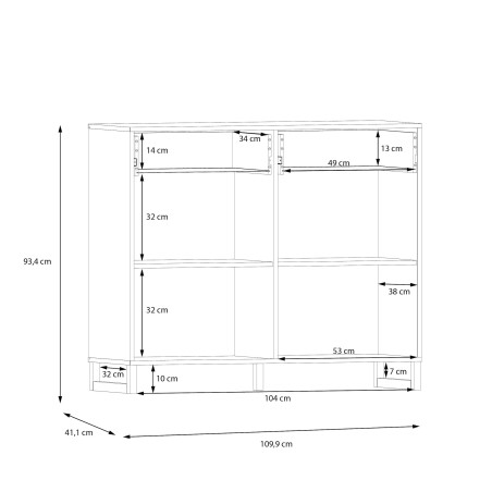 Comoda 2 Usi Si 2 Sertare Sibille, Gri Deschis, 109.9 Cm-01