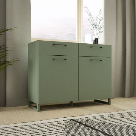 Comoda 2 Usi Si 2 Sertare Sibille, Verde Menta, 109.9 Cm-01